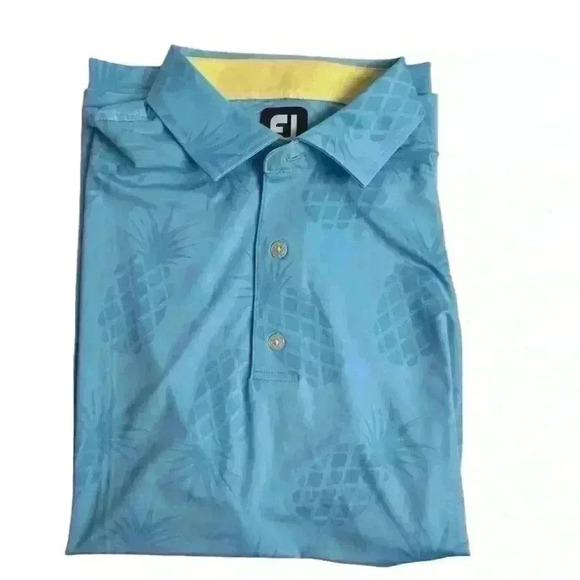 FootJoy Men's Pineapple Polo Shirt Blue Size L Limited Edition Casual - Picture 3 of 16
